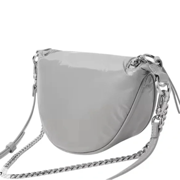 Nwot Charles & Keith Silver & light gray Crossbody Bag chain & leather straps - Picture 5 of 16